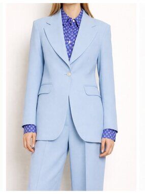 SANDRO Paris “Cely” Woven Blazer in Sky Blue
